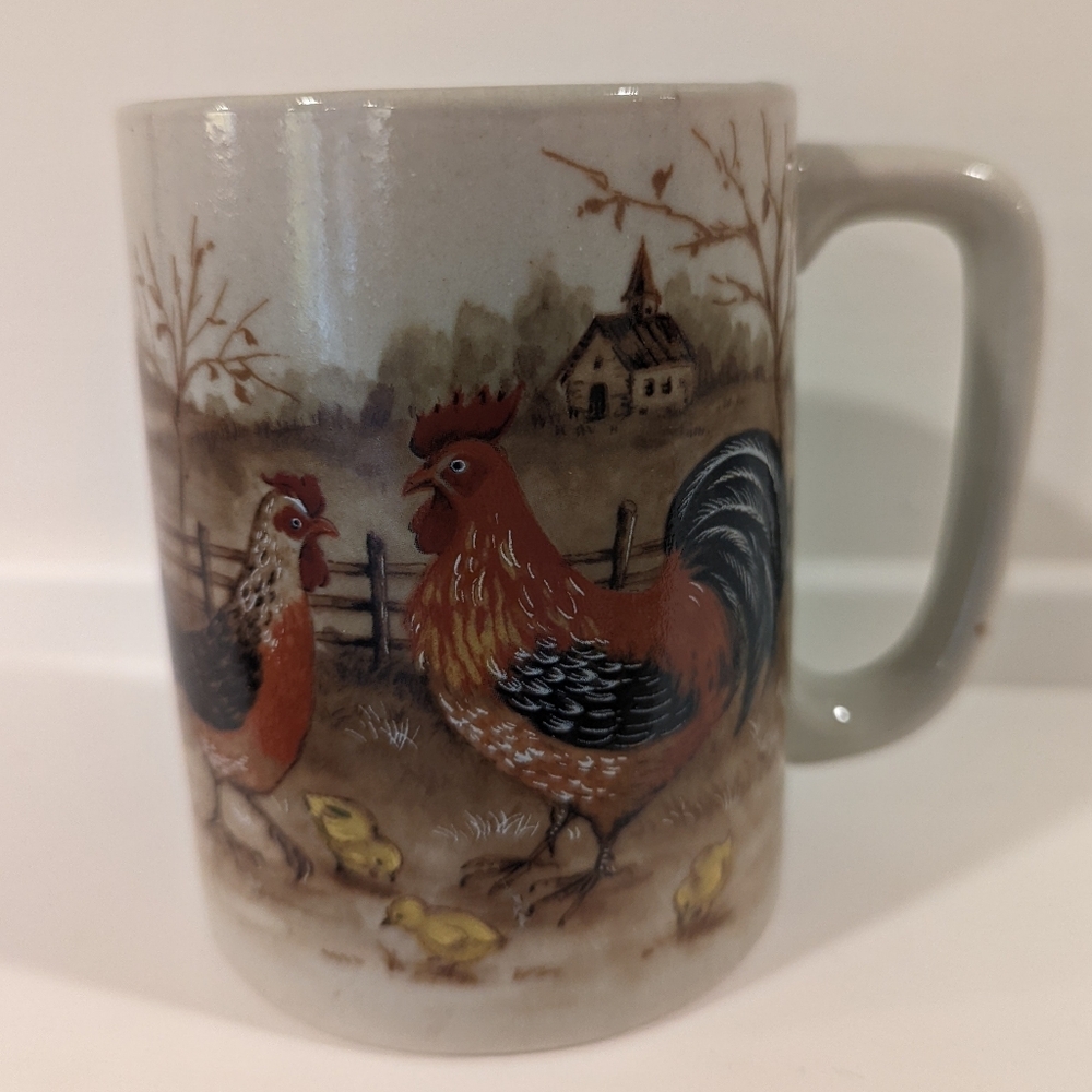 Farmhouse Rooster Ceramic Mug. Made In Japan